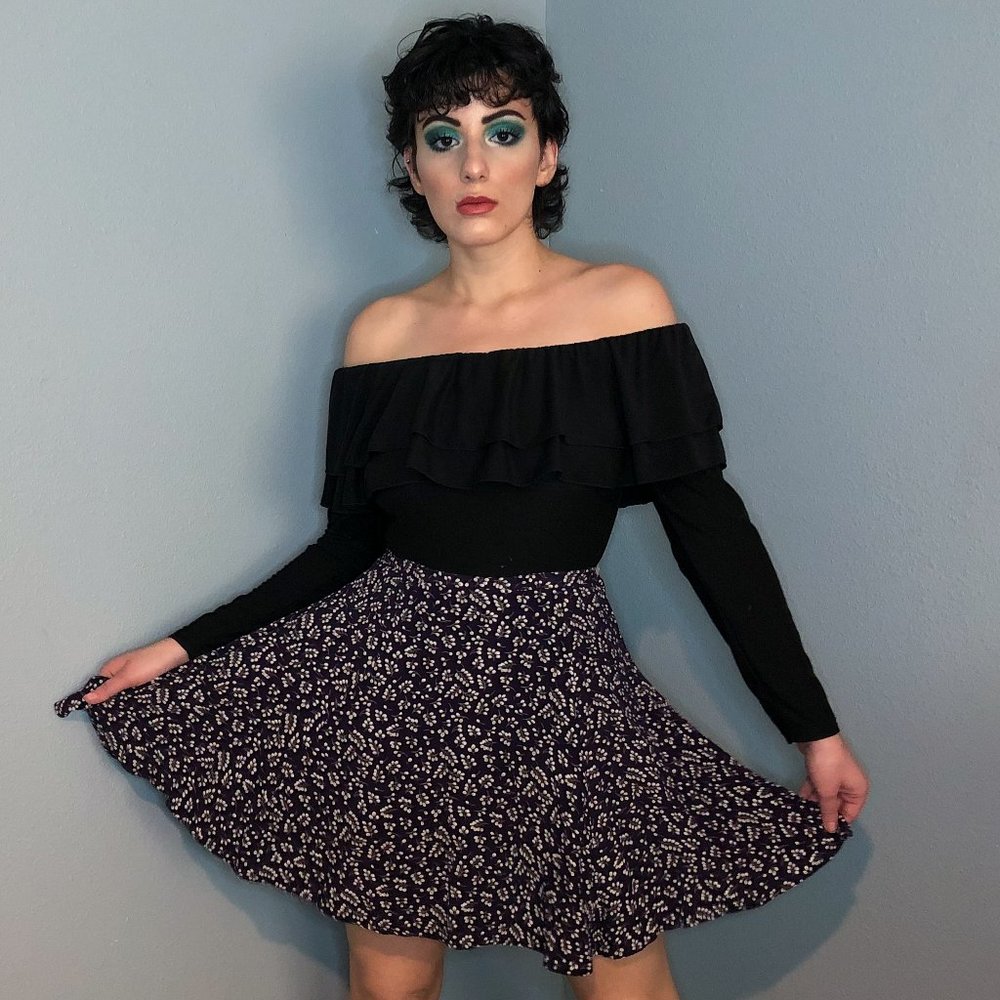 Ann Taylor Navy Blue Floral Skirt